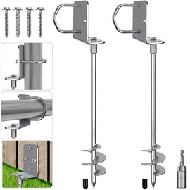 Insaga Multi-Purpose Ground Anchors Screw in, Wider Spiral Earth Anchors, Fully Welded Mobile Home Anchors for Trampolines, Swing Sets, Carports and More, 18'' Set of 2