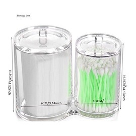 PreAsion Acrylic Round Cotton Pad Container Case Makeup Brush Holder Swabs Organizer Stor