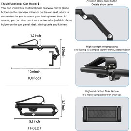 XiJiefa Handyhalterung Auto Handyhalter für Sonnenblende, Einziehbare Halterung für Smartphones，geeignet für alle Smartphones，Schwarz