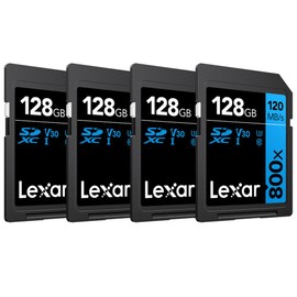 Lexar 128GB High-Performance 800x UHS-I SDHC Memory Card Blue Series - (4-Pack)