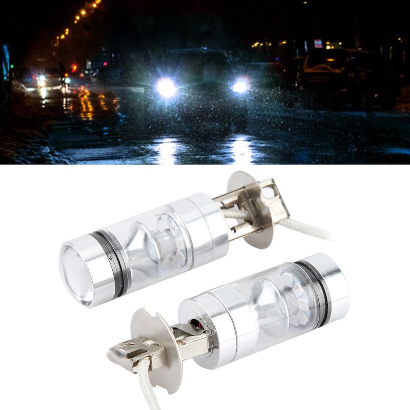 2x H3 6000K Blue 100W LED Headlight Bulbs Kit Fog