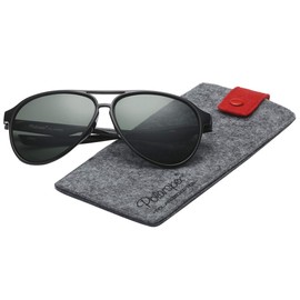 PolarSpex Classic Unisex Polarized Ultra Lightweight Flexible Aviator Sunglasses (Gloss Black | Polarized Olive, 56)