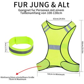 Reflective Safety Vest, High Visibility Reflective Gears, Adjustable Running Cycling Reflective Vest Jacket High Visibility for Outdoor Running Cycling Jogging Walking Sports Bike Adults Kids