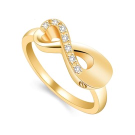 XSMZB Cremation Ring for Ashes Crystal Infinity Ring Memorial Keepsake Urn Ring Holder Ash for Pet/Human Urn Ring for Women (Gold, 9)