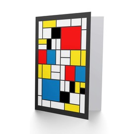Wee Blue Coo PIET MONDRIAN ABSTRACT CUBES SQUARES OLD MASTER PAINTING GREETINGS CARD