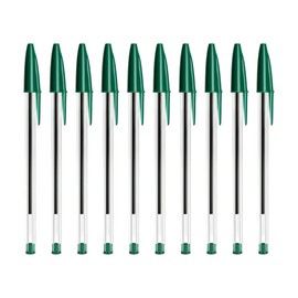 SOMCO Pack Of 10 Green Biro Ballpoint Pens - Medium Tip