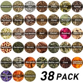 HOOMUU 38pcs Herbs for Witchcraft, Witchcraft Supplies Dried Herb and Flowers for Witch Beginner, Witchcraft Kit for Altar Supplies, Pagan, Wiccan Rituals, Magic Ritual and Spell, Soap Making