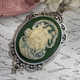 Fancy Fox Boutique Dancers Muses Muse Cameo Green Victorian Necklace Charm Gift Mom Wife Daughter