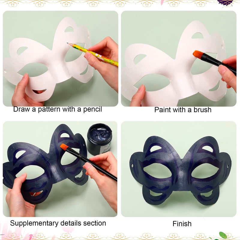 Aoriher 50 Pcs Paper Mache Masks Bulk DIY Blank Mardi
