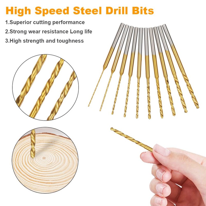 Ainiv 10Pcs Mini Twist Drill Bit Set, Micro Engraving Drill