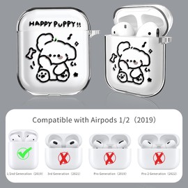 Buewutiry Compatible with Airpods Case 2nd Generation, Cute Puppy Dog for Airpods 2nd Generation Case, Funny for Airpods 2nd/1st Generation Case Cover with Keychain