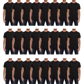 SOCKS'NBULK 24 Pack Mens Cotton Crew Neck Short Sleeve Casual T-Shirts Black Lightweight Bulk (Black, 3X-Large)