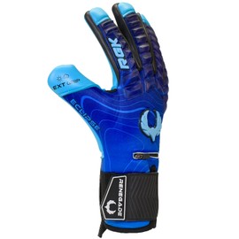 Renegade GK Eclipse Riptide Professional Goalie Gloves with Pro Fingersaves Black| Blue Soccer Goalkeeper Gloves (Size 7, Youth, Junior, Neg. Cut, Level 5)