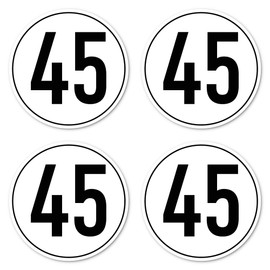 Stickers: Diameter 150 mm, Pack of 4 – StVO – Speed – 45 km/h – e.g. for Construction Machines and Trailers