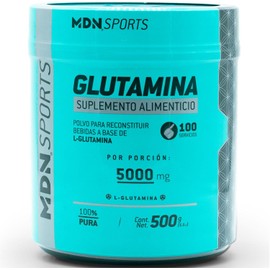 MDN SPORTS - Glutamina Pura Premium 500g - 100 Porciones - Fórmula Limpia Sin Aditivos ni Saborizantes - 5g/Porción - Calidad Premium