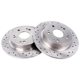 UNITHUB Rear Drilled and Slotted Brake Pads and Rotors Kit Ceramic Automotive Replacement Brake Kits 11.09 Inch Compatible for Honda Accord Acura TSX 2008-2017 (10 Pcs)