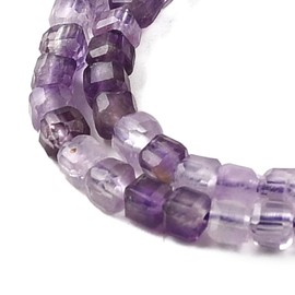 LiQunSweet 340 pcs 2.5mm Purple Natural Amethyst Cube Beads Square Polygon Gemstone Spacer Beads for DIY Jewelry Bracelet Necklace Crafts Phone Keychain Decor