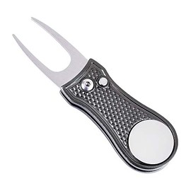 Mile High Life All Metal Foldable Golf Divot Tool with Pop-up Button & Magnetic Ball Marker (Gray Bone)