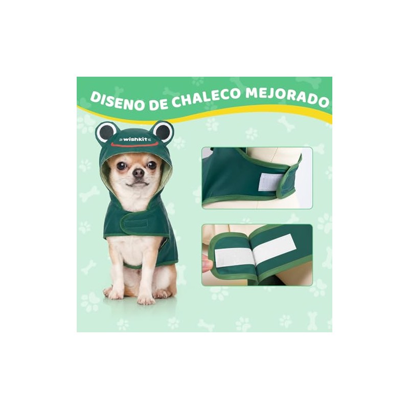 wishkit Impermeable para Perro Reversible, Poncho de Lluvia con Tiras