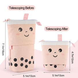 Nicphyn Pencil Case, Pencil Case Girls, Telescopic Pencil Case, Stand Pencil Case, Pencil Case Zip, Retractable Pencil Case for Office Supplies, School and Family (Pink)