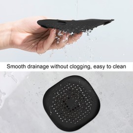 2 Pieces Shower Drain Hair Catcher Bathtub Stopper Home Drain Protectors Drain Cover with Sucker Water Trap Sink Cover for Bathroom Bathtub and Kitchen (Black,Black)