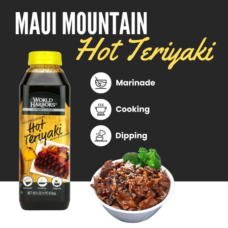 World Harbors Hot Teriyaki Sauce Perfect for Grilling Stir-Fries, Dipping,