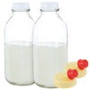 Kitchentoolz 33 Oz Square Glass Milk Bottles with Lids, Perfect