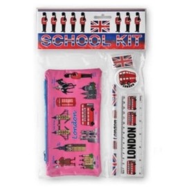 Souvenirs London Pencil Case Set - London Landmarks Pink Colour School Pencil Kit: UJ British School Kit