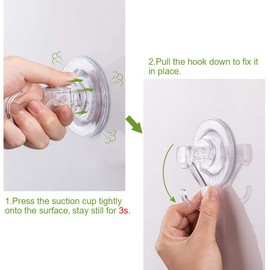 Quntis Suction Hooks 2 Packs Powerful Push and Lock Vacuum Multi-Purpose Suction Hanger Strong Absorption Suction Cup Holds Up to 3kg Transparent Design for Kitchen and Bathroom