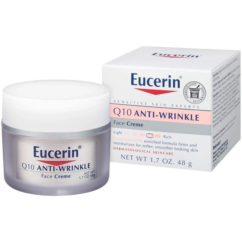 Eucerin Q10 Crema Facial Hidratante Antiarrugas con Coenzima Q10, 48