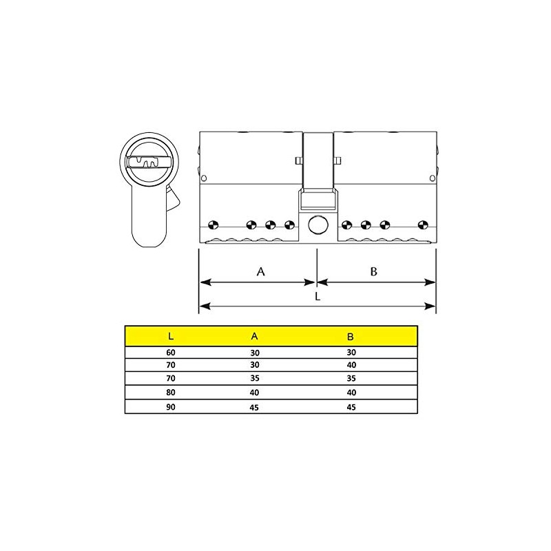 Yale HSK3535N4 HSKMOD3535N4 Modular Cylinder Nickel Plated 35 x 35