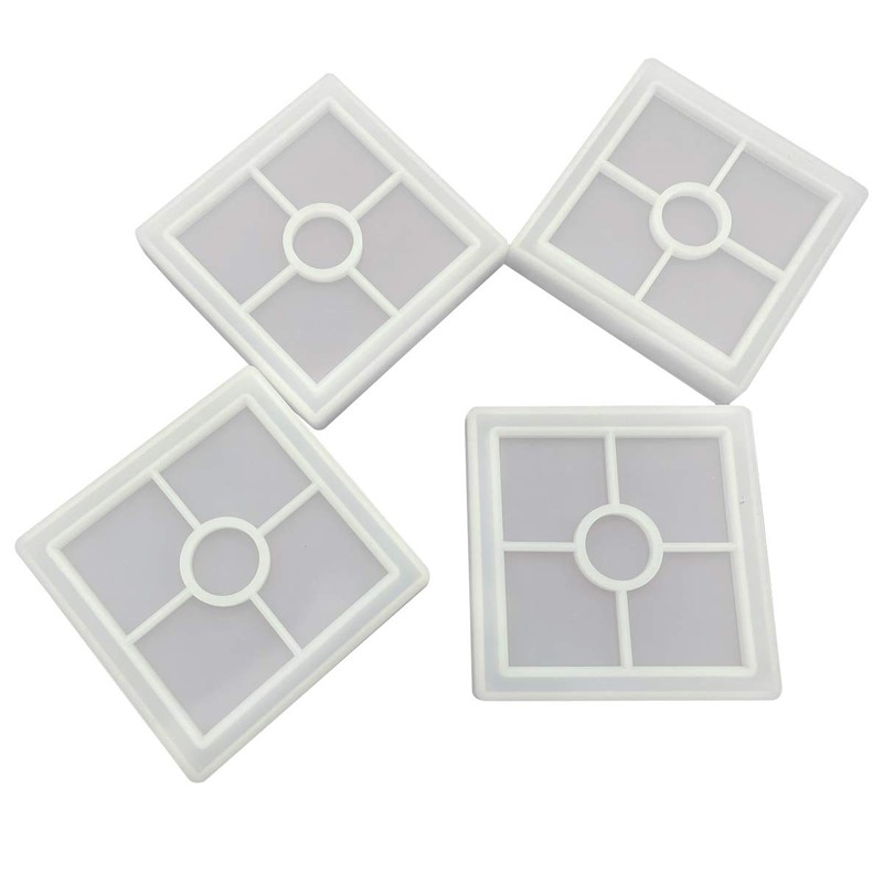 4 Pcs Silicone Coaster Molds, Square Epoxy Casting Molds for