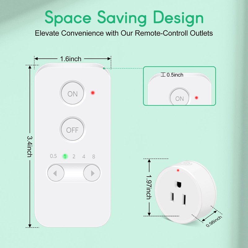 Remote Control Outlet, NineLeaf 4Set Wireless Plugs Outlet, Remote Light