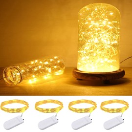 ZPH 4 Pack Fairy Lights Battery Operated, 20 Led 80 INCH Fairy Lamp Strings Warm White,Battery Powered Lamp Strings, Suitable for Wedding Decorations, Parties, Christmas Wreaths, Party Decorations