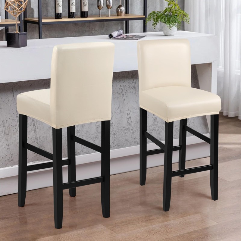 YISUN PU Bar Stool Covers Set of 2/4, Stretch Removable