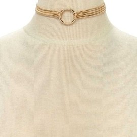 Yienate Gothic Circle Loop Choker Necklace Chain Gold Multi-Layer Chain One Piece Chain Hollow Circle Ring Necklace Punk Circle Hoop Ring Necklace Minimalist Short Necklace Jewellery for Women