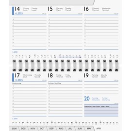 BRUNNEN Weekly Replacement Calendar Model 755 (2025), 2 Pages = 1 Week, A6 Landscape, 144 Pages, White