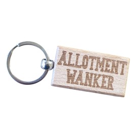 Decalarama Allotment Wanker Keyring Gift Rude Cute Engraved Wooden Key Fob Novelty Custom Gardening Present