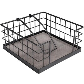 Homode Napkin Holder for Table, Farmhouse Napkin Holders for Paper Napkins, Flat Napkin Basket with Weighted Arm, Wood Kitchen Napkin Dispenser - Color: Rustic Grey