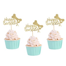 Happy Barkday Dog Cupcake Toppers - Dog Birthday Cake Topper Set of 12pcs, Puppy Dog Birthday Party Decorations Supplies, Pet Theme Party Cake Decorations Supplies, Dog Gotcha Party Decorations