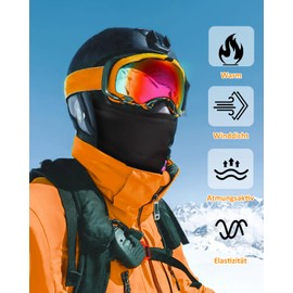 Winter Loop Scarf, Tube Scarf, Multifunctional Scarf, Men & Women, Windproof Fleece Neck Warmer, Ski Scarf, Breathable, Neckerchief for Skiing, Jogging, Cycling, Snowboarding, black