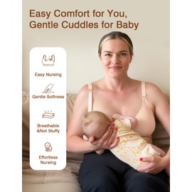 VRVOICE Nursing Bras for Breastfeeding, Wireless Seamless Maternity Bralette Support for Pregnancy Postpartum Sleep Comfort, Skin Classic Large