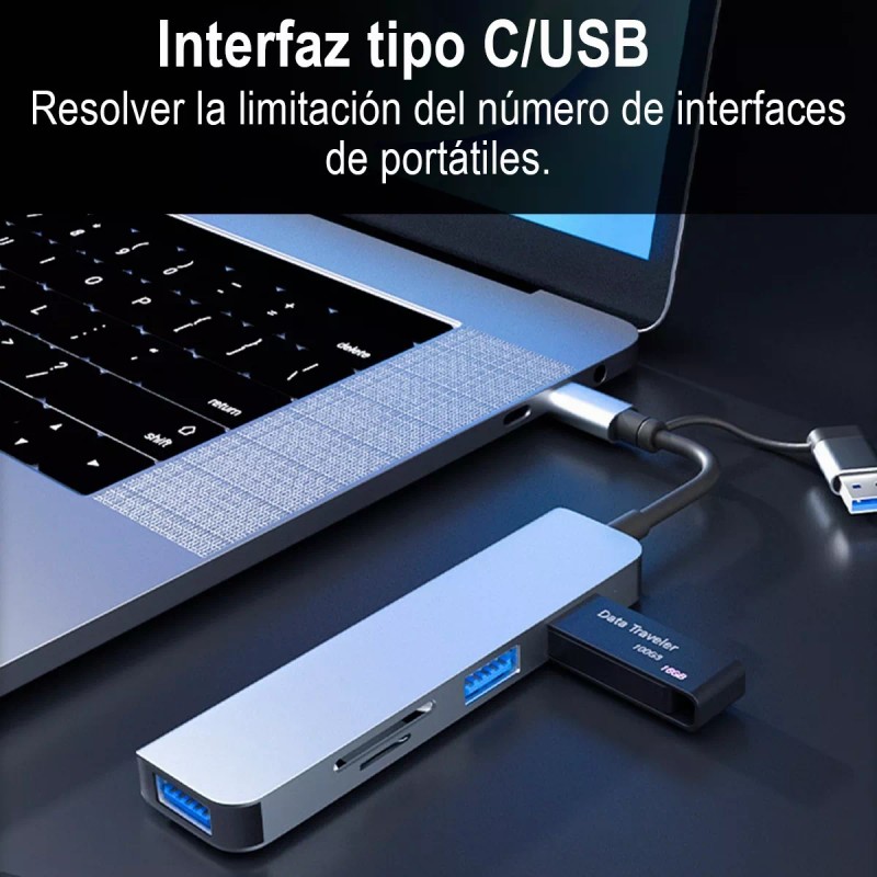 Gomia Usb3.0 Hub 6 En 1 Lector De Tarjetas Sd/tf