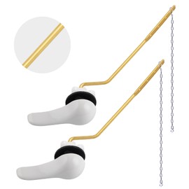 Hygie Rinse 2PCS Universal Metal Toilet Handle Replacement Kit Side Mount Toilet Lever Compatible with TOTO/Glacier Bay/Gerber, Toilet Flush Handle with Flapper Chain, White