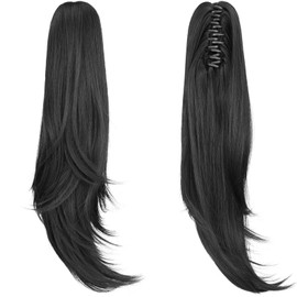 Black Ponytail Extension,20" Claw Ponytail Clip Hair Extensions Ponytail Long Curly Hair Hair Extension Natural Looking Synthetic Hairpiece for Women