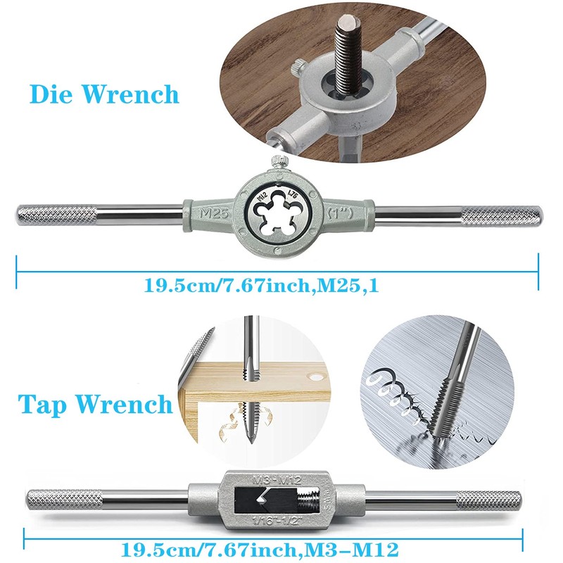 Yuentoen 20-Piece Thread Cutter Set, Alloy Steel Thread Cutting Set,