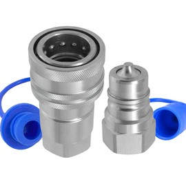 Cplbrb 1/2" Ag ISO 7241-A Hydraulic Quick Connect Tractor Couplers with Dust Caps,Poppet Pioneer Style,Hydraulic Quick Coupler 1/2" NPT Thread & Body-1 Sets