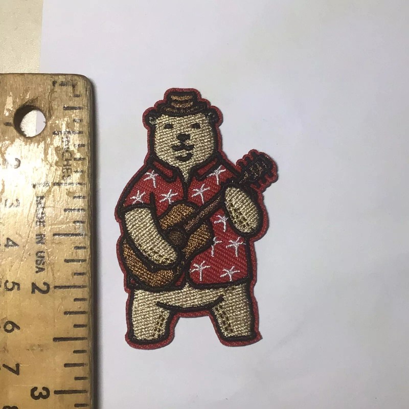 Unbranded 2.5” GUITAR BEAR EMBROIDERED IRON ON PATCH