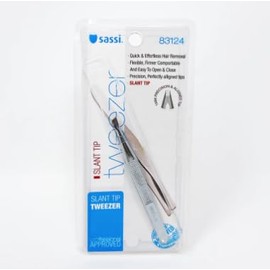 Sassi Slant Tip Tweezer #83124, Precision, perfectly aligned tips, Flexible, easy to open and close, Stainless steel for long last performance and durability, Professional salon quality