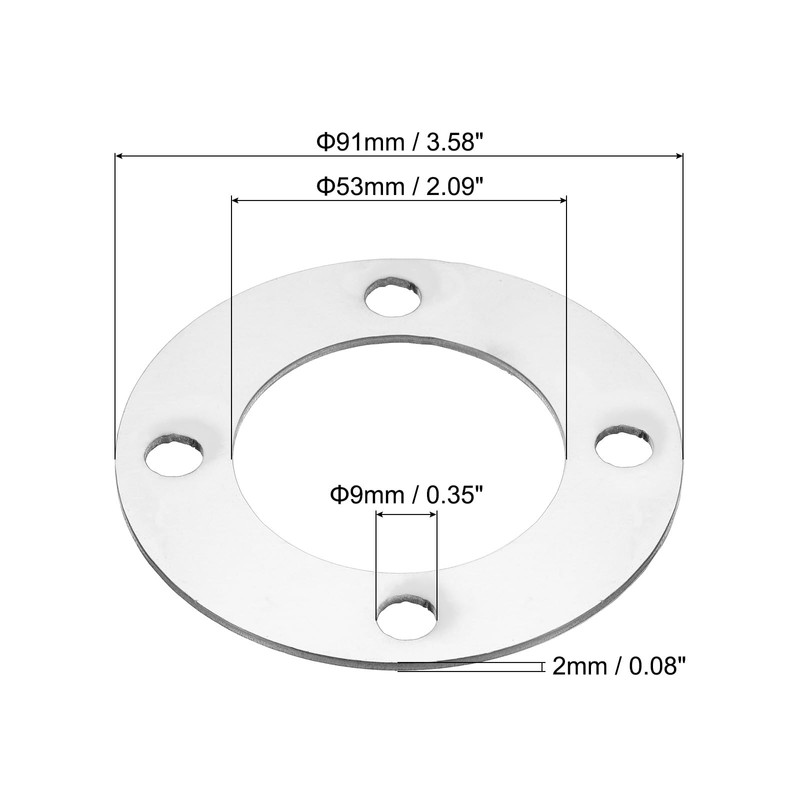 PATIKIL 2" (53mm) ID Duct Connector Flange, Stainless Steel Flat